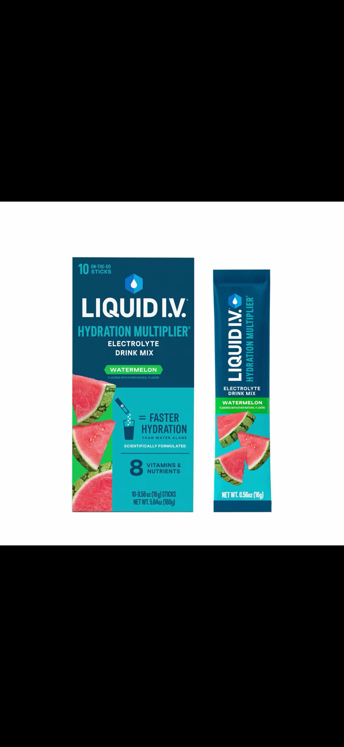 Liquid I.V. Hydration Multiplier Vegan Powder Electrolyte Supplements - Watermelon - 10ct
