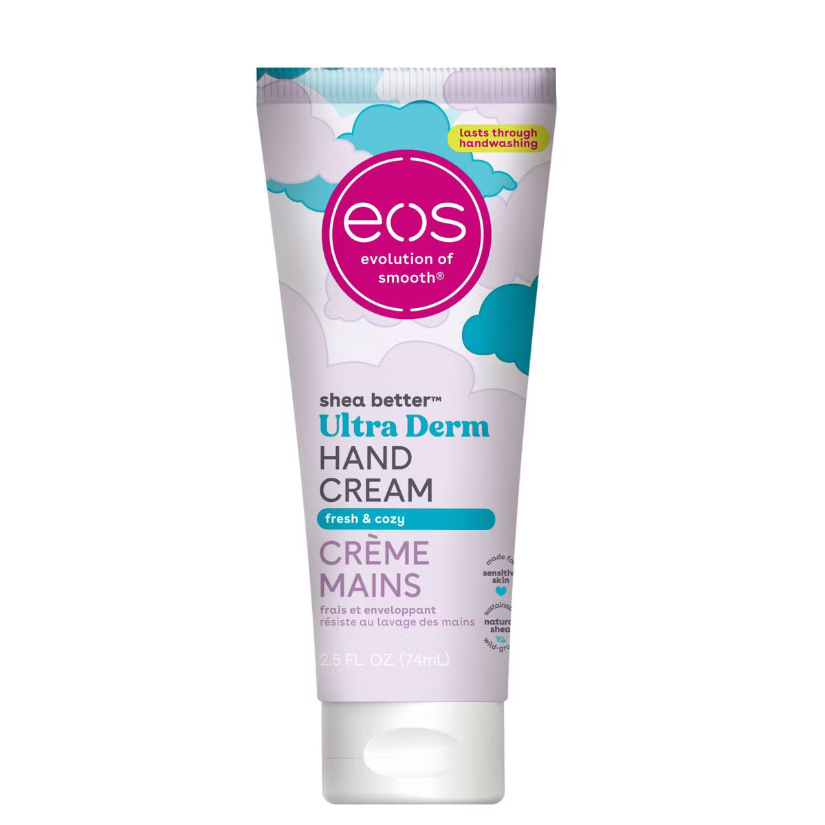 eos Shea Better Ultra Derm Hand Cream - Fresh & Cozy - 2.5oz: Hypoallergenic, Paraben-Free, Gluten-Free, Normal to Dry Skin