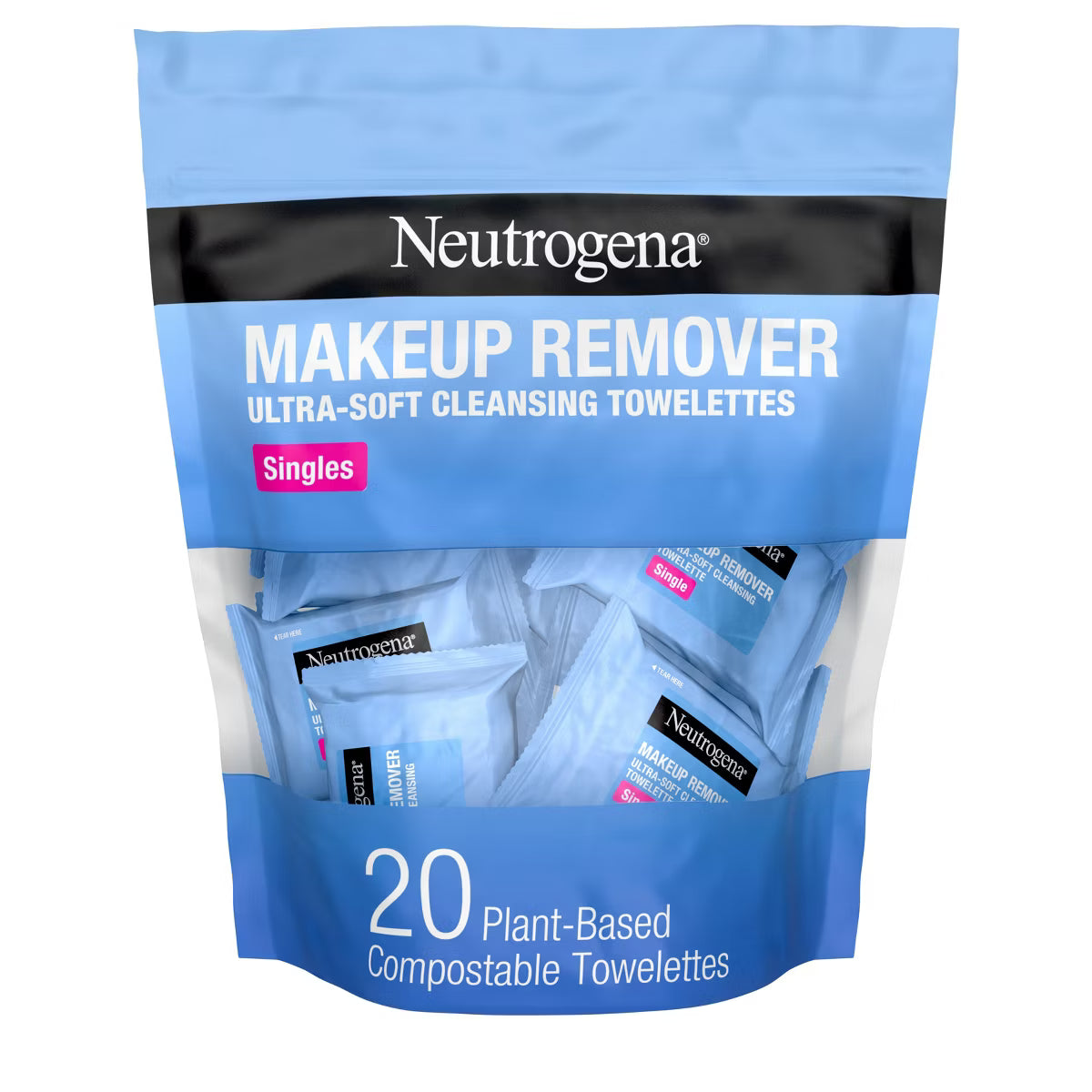 Neutrogena Makeup Remover Wipes - Ultra Soft Micellar Facial Cleansing - Singles - 20ct: Paraben-Free, Alcohol-Free, Suitable for Sensitive Skin