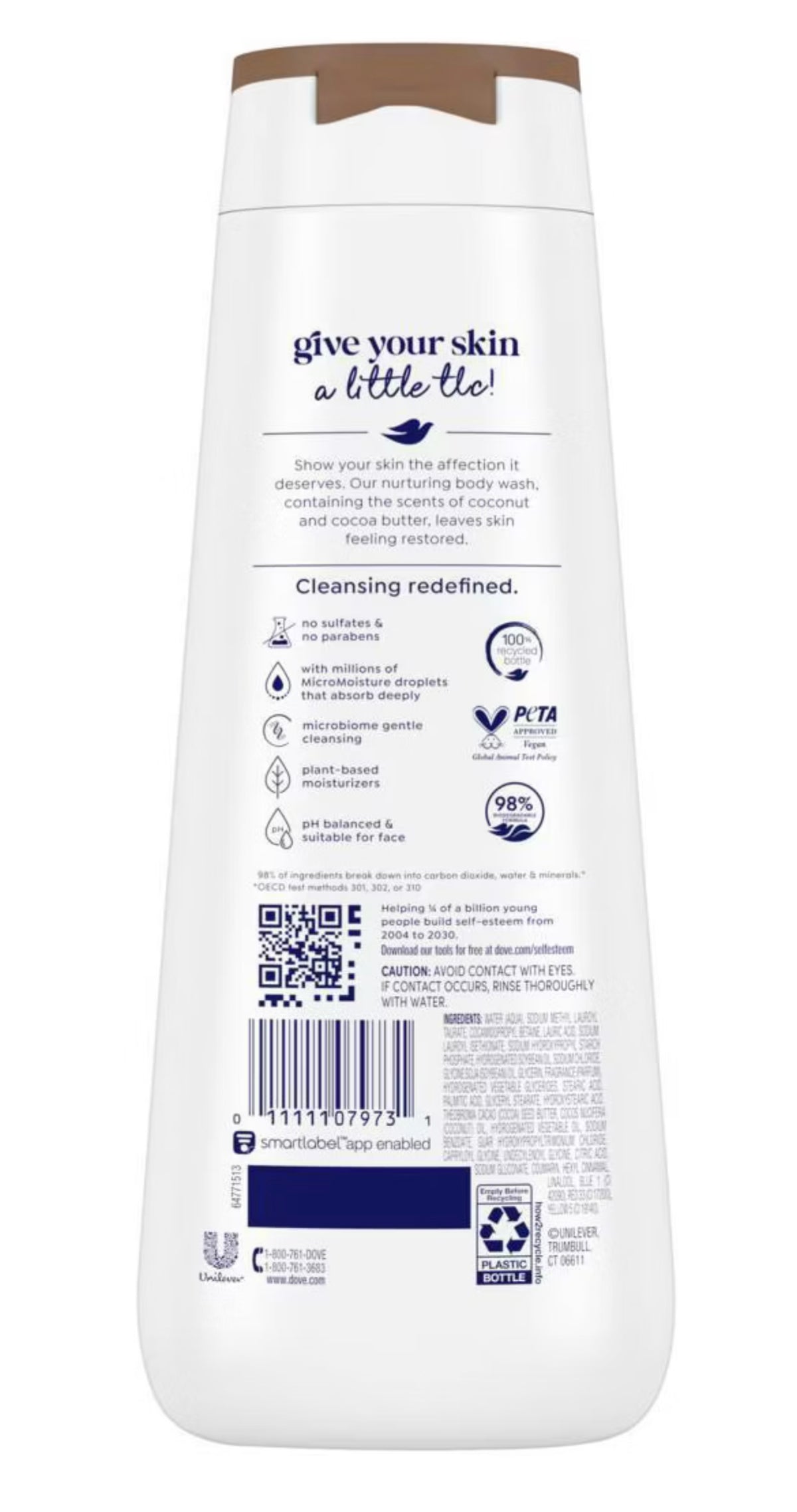 Dove Restore Body Wash - Coconut & Cocoa Butter 24hr Lotion-Soft Skin - 20oz: Ideal for Oily, Dry, Mature Skin, Vegan
