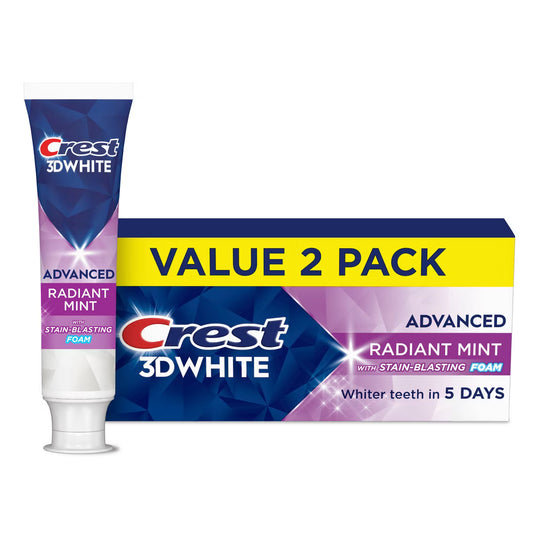 Crest 3D White Advanced Tooth Whitening Fluoride Toothpaste - Radiant Mint - 3.3oz/2pk